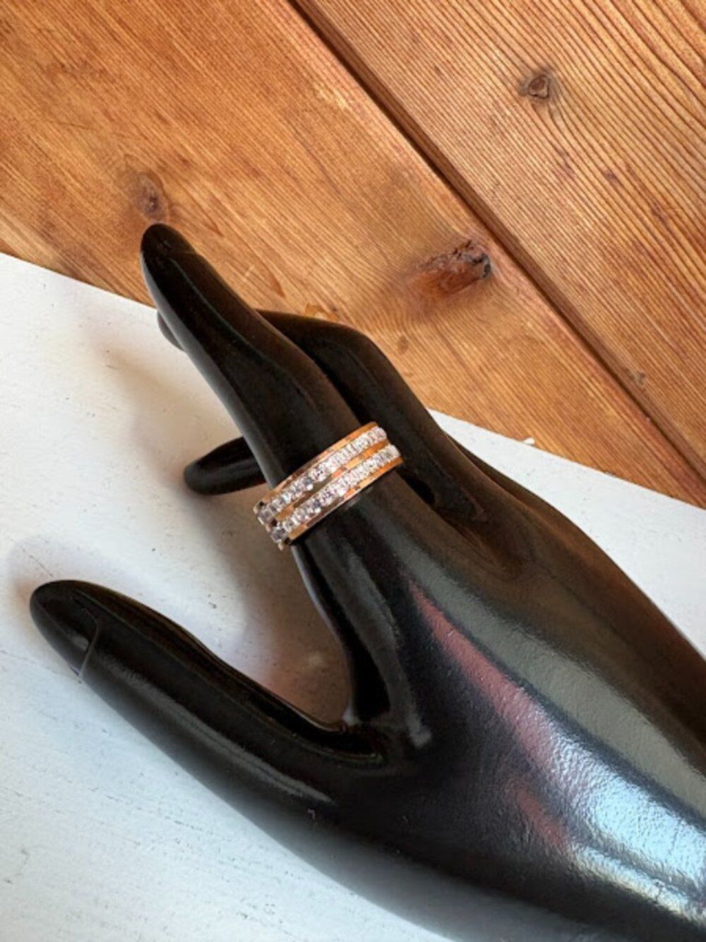 Titanium Steel Inlay Fuax Diamond Rings
